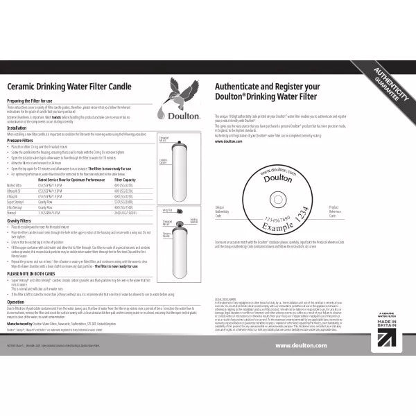 Doulton DCP+BTU2501 (BioTect Ultra 2501) NSF Drinking Water Purifier System